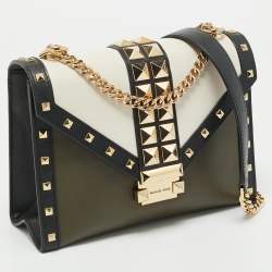 Pre Owned Michael Kors Tricolor Leather Large Studded Whitney Shoulder Bag