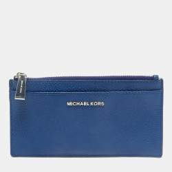 Michael Kors Blue Leather Zip Card Case