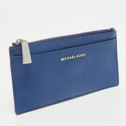 Michael Kors Blue Leather Zip Card Case