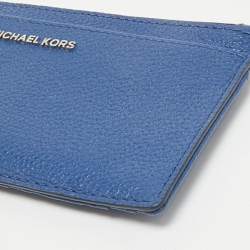 Michael Kors Blue Leather Zip Card Case