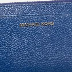 Michael Kors Blue Leather Zip Card Case