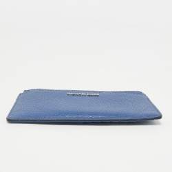 Michael Kors Blue Leather Zip Card Case
