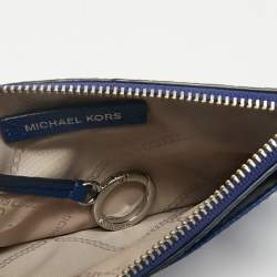 Michael Kors Blue Leather Zip Card Case