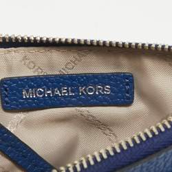 Michael Kors Blue Leather Zip Card Case