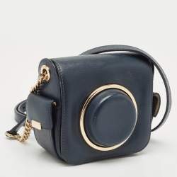 Michael Kors Navy Blue Leather Scout Camera Crossbody Bag