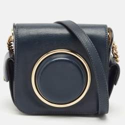 Michael Kors Navy Blue Leather Scout Camera Crossbody Bag