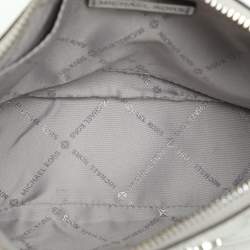 Michael Kors Silver Logo Embossed Leather Jet Set Medium Crossbody Bag