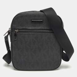 Michael Kors Black Signature Coated Canvas Jet Set Logo Flight Crossbody Bag