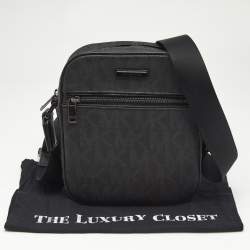 Michael Kors Black Signature Coated Canvas Jet Set Logo Flight Crossbody Bag