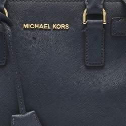 Pre Owned Michael Kors Navy Blue Leather Small Dillon Tote
