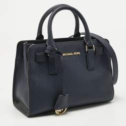 Pre Owned Michael Kors Navy Blue Leather Small Dillon Tote