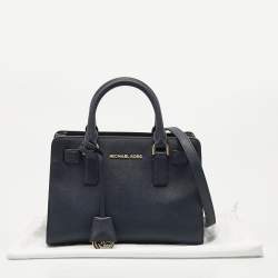 Pre Owned Michael Kors Navy Blue Leather Small Dillon Tote
