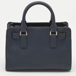 Pre Owned Michael Kors Navy Blue Leather Small Dillon Tote