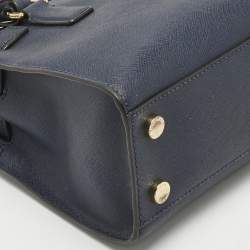 Pre Owned Michael Kors Navy Blue Leather Small Dillon Tote