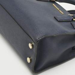 Pre Owned Michael Kors Navy Blue Leather Small Dillon Tote