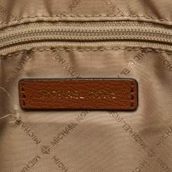 Pre Owned Michael Kors Brown/White Signature Coated Canvas and Leather Charlotte Top Zip Tote