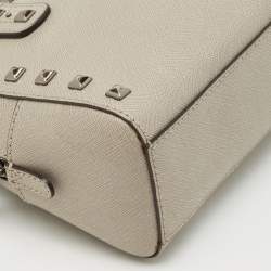 Pre Owned Michael Kors Grey Leather Mini Studded Sandrine Satchel