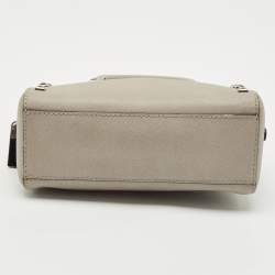 Pre Owned Michael Kors Grey Leather Mini Studded Sandrine Satchel