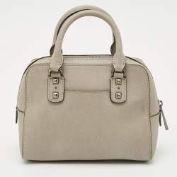 Pre Owned Michael Kors Grey Leather Mini Studded Sandrine Satchel