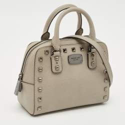 Pre Owned Michael Kors Grey Leather Mini Studded Sandrine Satchel