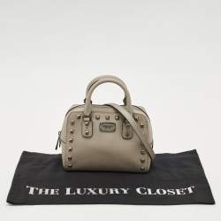 Pre Owned Michael Kors Grey Leather Mini Studded Sandrine Satchel