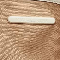 Michael Kors White/Light Grey Signature Coated Canvas Large Jodie Tote