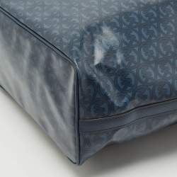 Pre Owned Michael Kors Navy Blue Signature Coated Canvas and Leather Large Jodie Tote