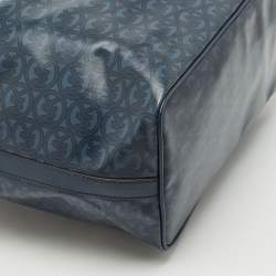 Pre Owned Michael Kors Navy Blue Signature Coated Canvas and Leather Large Jodie Tote