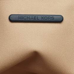 Pre Owned Michael Kors Navy Blue Signature Coated Canvas and Leather Large Jodie Tote