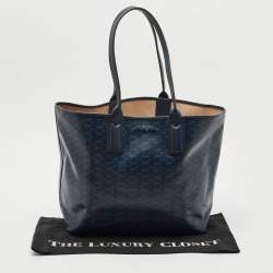 Pre Owned Michael Kors Navy Blue Signature Coated Canvas and Leather Large Jodie Tote