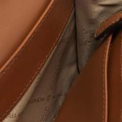 Michael Kors White/Brown Signature Coated Canvas and Leather Jet Set Phone Crossbody Bag