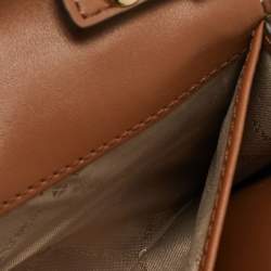 Michael Kors White/Brown Signature Coated Canvas and Leather Jet Set Phone Crossbody Bag