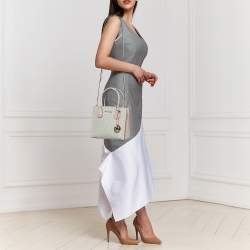 Pre Owned Michael Kors Ivory/Pink Signature Coated Canvas and Leather Mini Mercer Tote