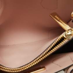 Pre Owned Michael Kors Ivory/Pink Signature Coated Canvas and Leather Mini Mercer Tote
