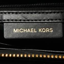 Pre Owned Michael Kors Black/Brown Leopard Print Calf Hair and Leather Large Prism Satchel