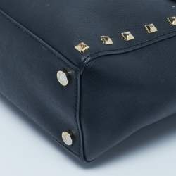 Pre Owned Michael Kors Black Leather Sandrine Studded Tote