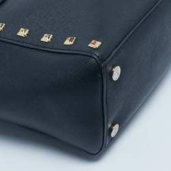 Pre Owned Michael Kors Black Leather Sandrine Studded Tote