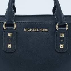 Pre Owned Michael Kors Black Leather Sandrine Studded Tote