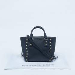 Pre Owned Michael Kors Black Leather Sandrine Studded Tote