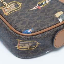 Pre Owned Michael Kors Brown Signature Coated Canvas Jet Set Girls Convertible Belt Bag