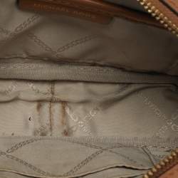 Pre Owned Michael Kors Brown Signature Coated Canvas Jet Set Girls Convertible Belt Bag