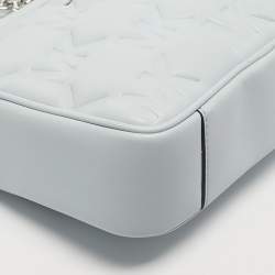 Pre Owned Michael Kors Soft Sky Blue Signature Embossed Faux Leather Medium Jet Set Camera Bag