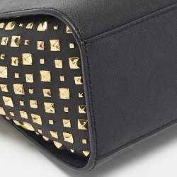 Pre Owned Michael Kors Black Leather Small Studded Selma Crossbody Bag