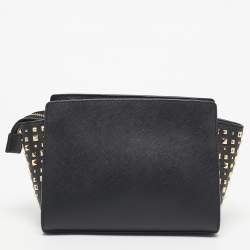Pre Owned Michael Kors Black Leather Small Studded Selma Crossbody Bag