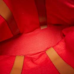 Pre Owned حقيبة يد توتس مايكل كورس إيفا قماش توقيع مخطط أبيض / بني كبير الحجم