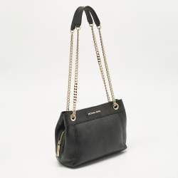 Pre Owned Michael Kors Black Leather Jet Set Chain Shoulder Bag