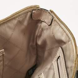 Pre Owned Michael Kors White/Pink Signature Coated Canvas Medium Sullivan Tote