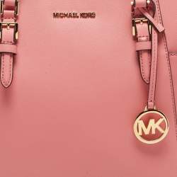 Pre Owned Michael Kors Pink Leather Charlotte Top Zip Tote