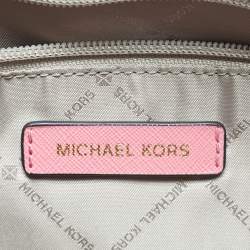 Pre Owned Michael Kors Pink Leather Charlotte Top Zip Tote