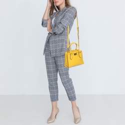 Pre Owned Michael Kors Yellow Leather Medium Mott Tote